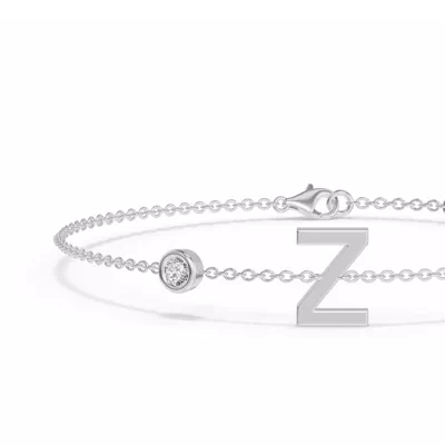 Bezel Diamond Gold Initial Bracelet - Z