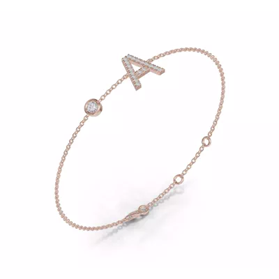 Bezel Diamond Pavé Initial Bracelet - A