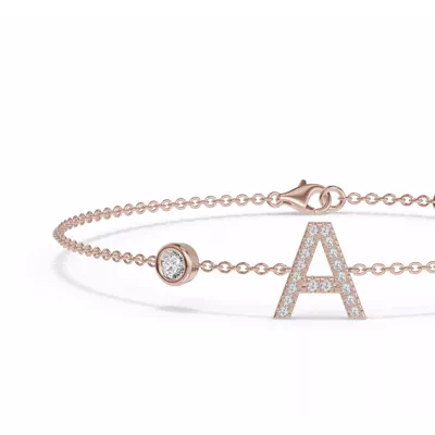 Bezel Diamond Pavé Initial Bracelet - A