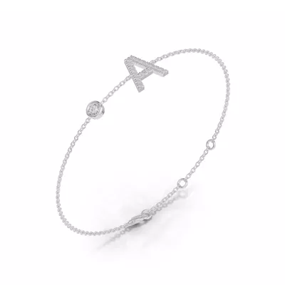 Bezel Lab Diamond Pavé Initial Bracelet - A