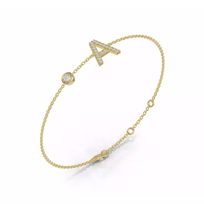 Bezel Lab Diamond Pavé Initial Bracelet - A