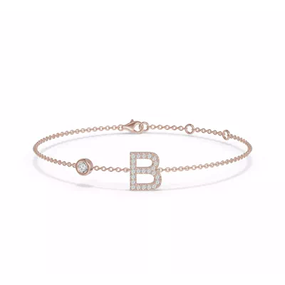 Bezel Diamond Pavé Initial Bracelet - B