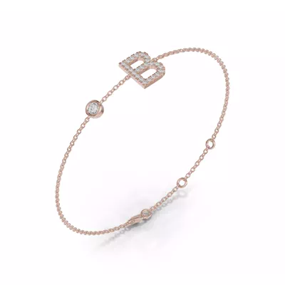 Bezel Diamond Pavé Initial Bracelet - B