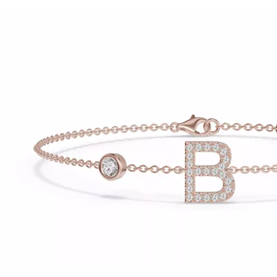 Bezel Diamond Pavé Initial Bracelet - B