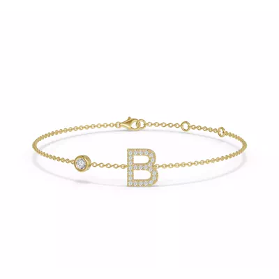 Bezel Lab Diamond Pavé Initial Bracelet - B