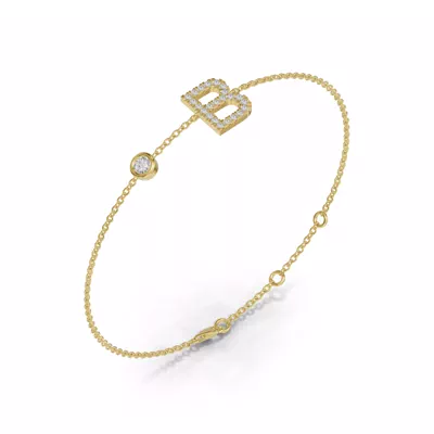 Bezel Lab Diamond Pavé Initial Bracelet - B