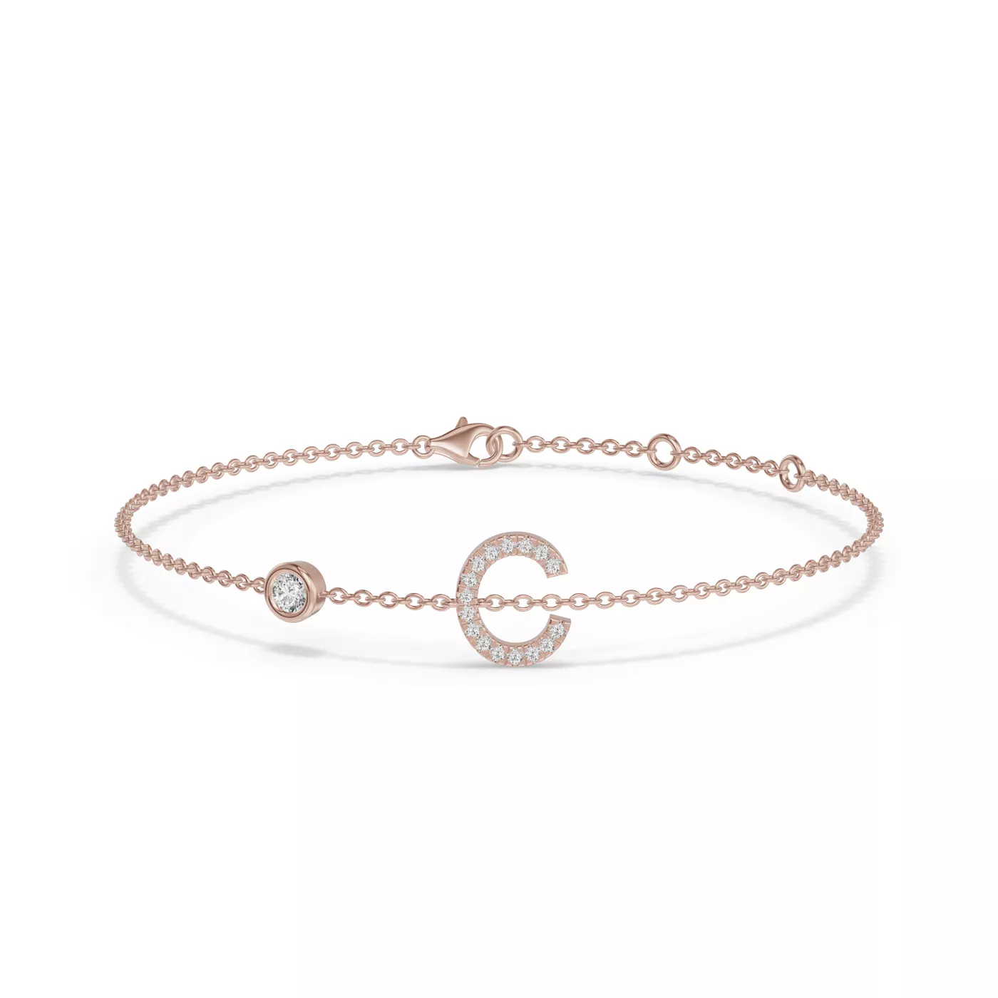 Wrist-Level Initial 14K Rose Gold Engagement Ring