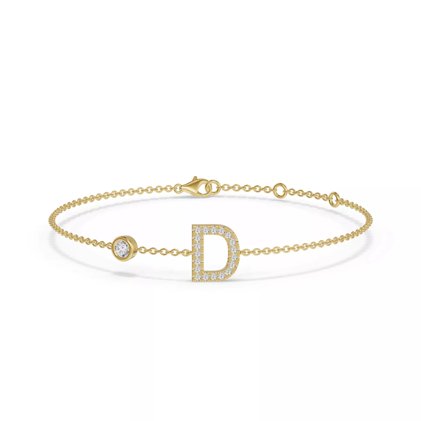 Wrist-Level Initial 14K Yellow Gold Engagement Ring