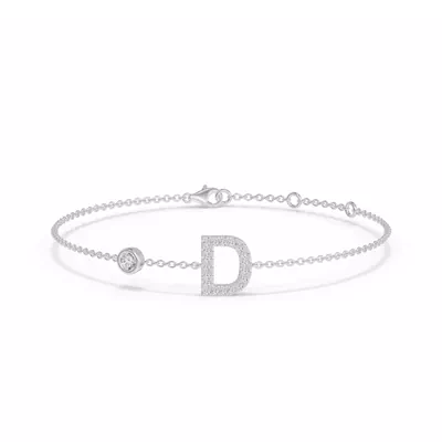 Bezel Lab Diamond Pavé Initial Bracelet - D