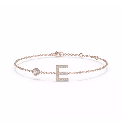 Bezel Lab Diamond Pavé Initial Bracelet - E
