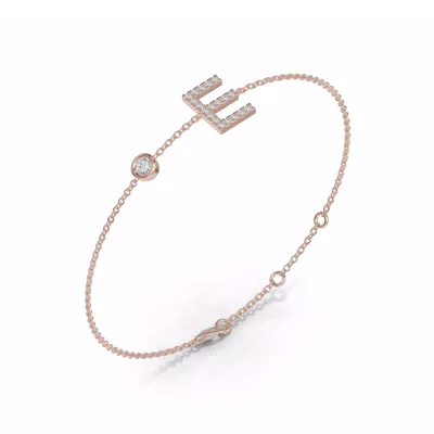 Bezel Lab Diamond Pavé Initial Bracelet - E