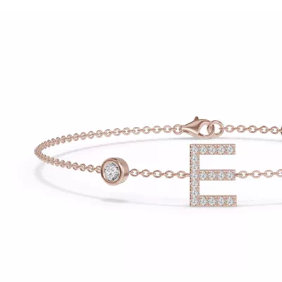Bezel Diamond Pavé Initial Bracelet - E