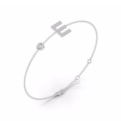 Bezel Lab Diamond Pavé Initial Bracelet - E