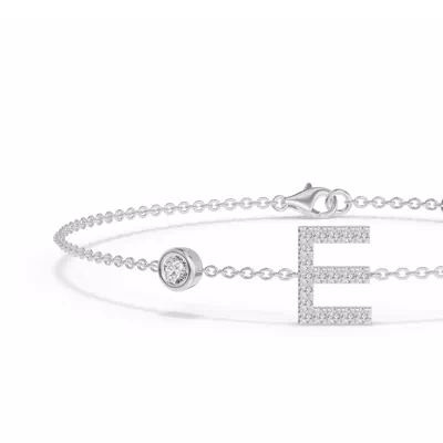 Bezel Lab Diamond Pavé Initial Bracelet - E