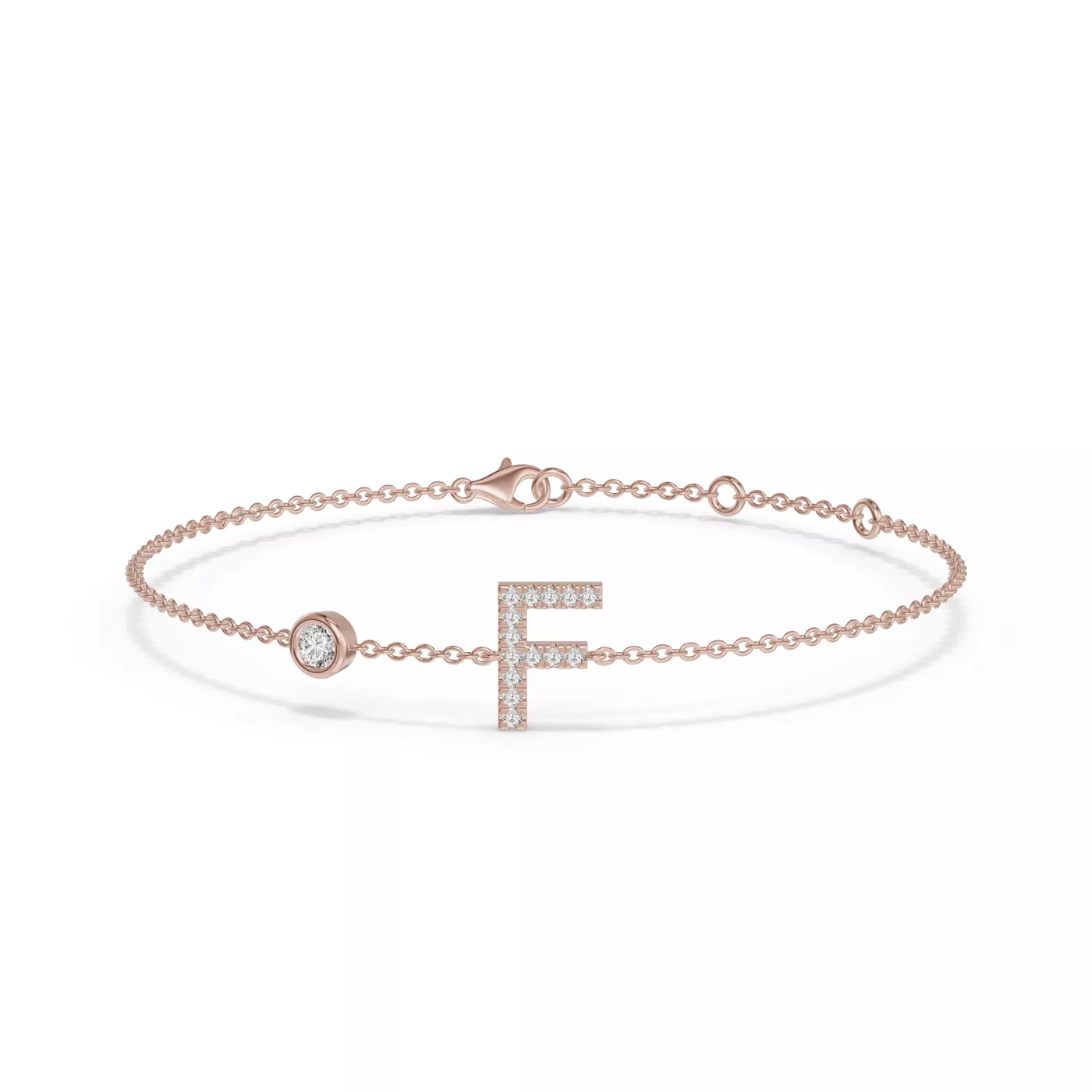 Wrist-Level Initial 14K Rose Gold Engagement Ring