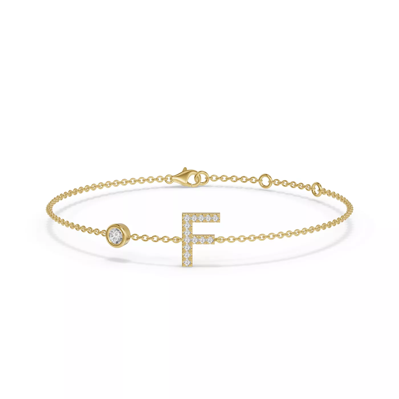 Wrist-Level Initial 14K Yellow Gold Engagement Ring