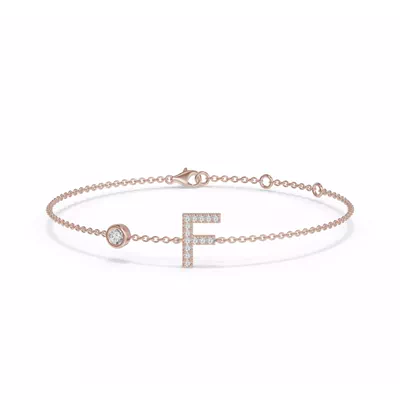 Bezel Lab Diamond Pavé Initial Bracelet - F