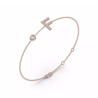 Bezel Lab Diamond Pavé Initial Bracelet - F