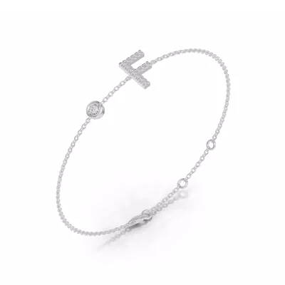 Bezel Lab Diamond Pavé Initial Bracelet - F