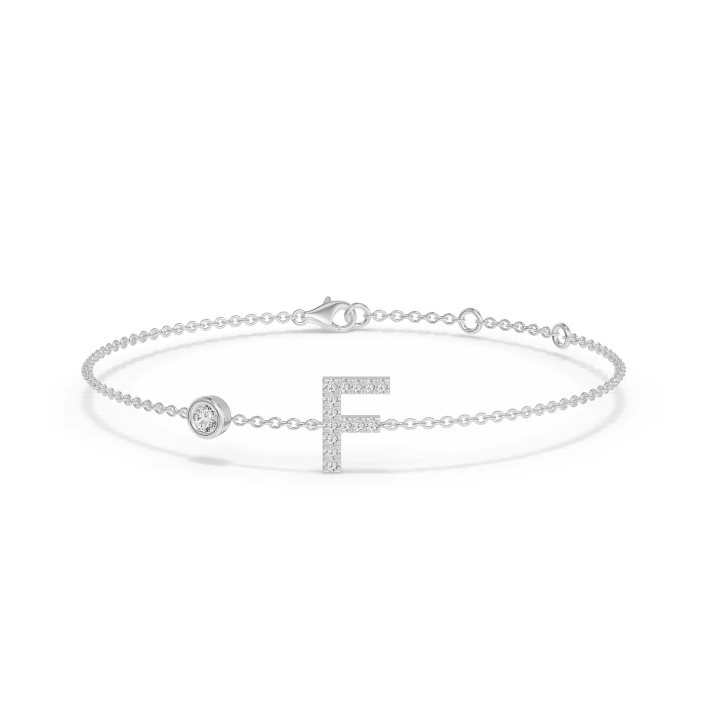 Wrist-Level Initial Platinum Engagement Ring