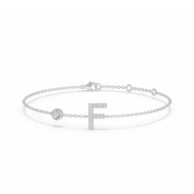 Bezel Lab Diamond Pavé Initial Bracelet - F