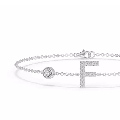 Bezel Lab Diamond Pavé Initial Bracelet - F