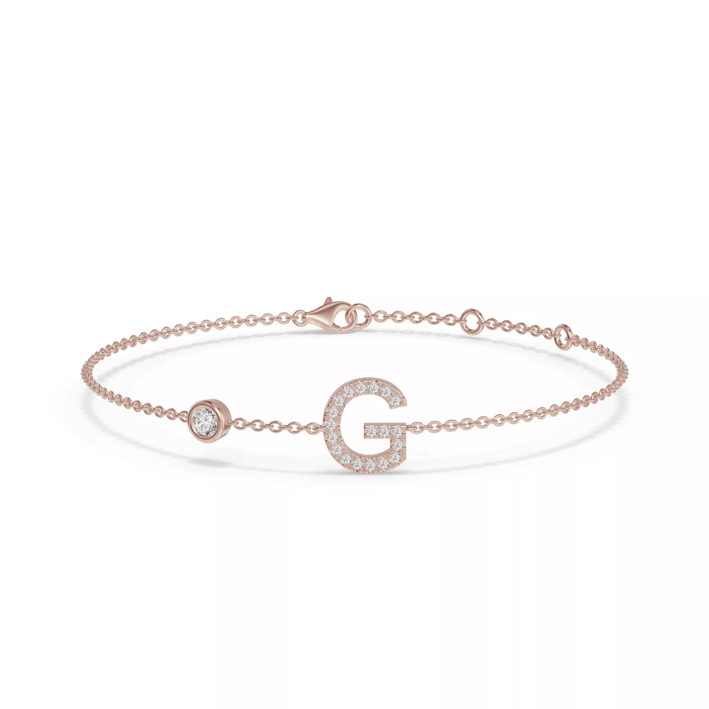 Wrist-Level Initial 14K Rose Gold Engagement Ring