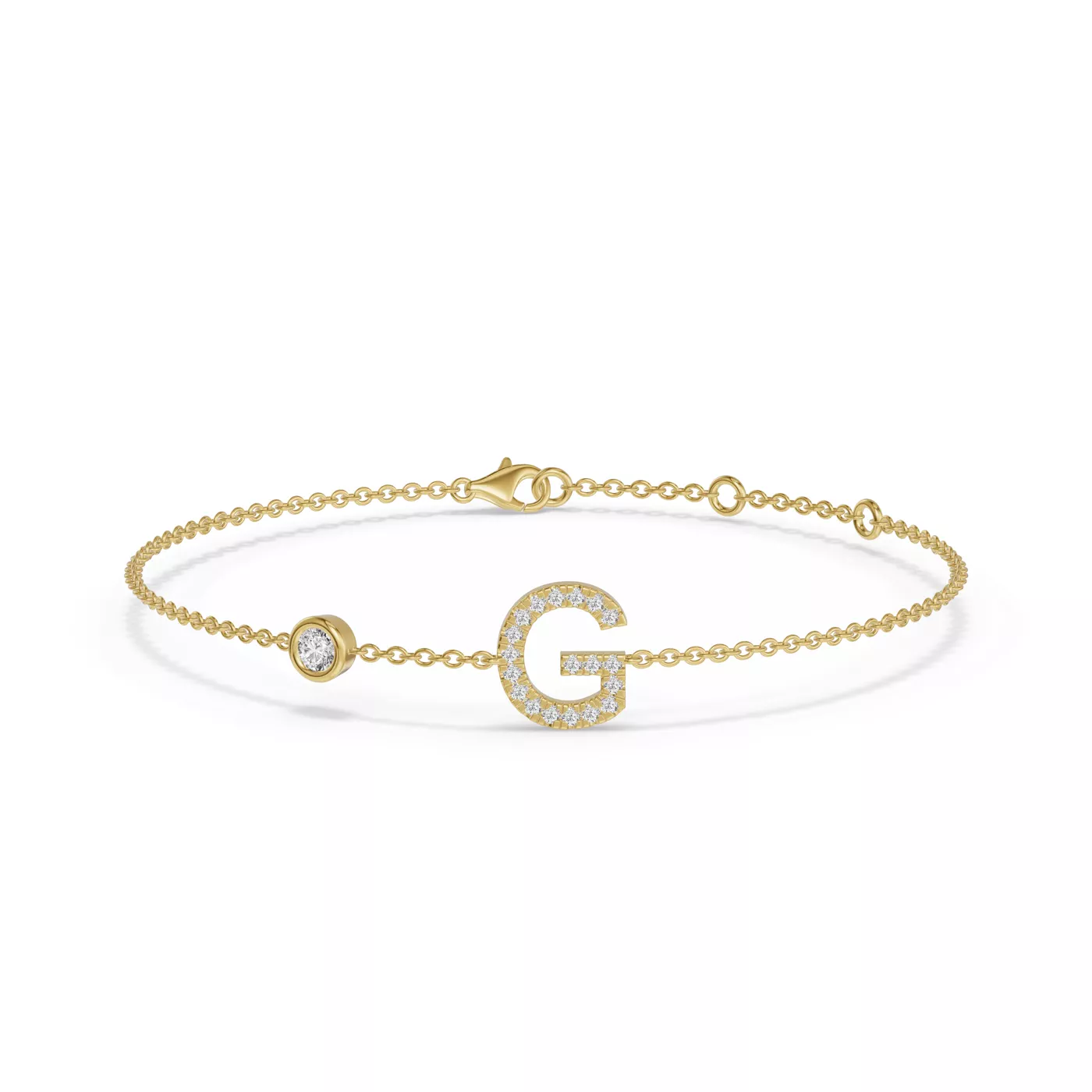Wrist-Level Initial 14K Yellow Gold Engagement Ring