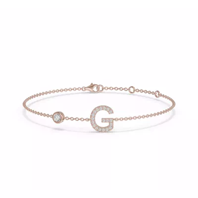 Bezel Diamond Pavé Initial Bracelet - G
