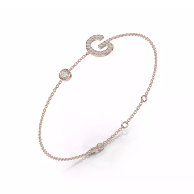 Bezel Diamond Pavé Initial Bracelet - G