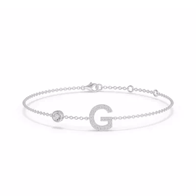 Bezel Diamond Pavé Initial Bracelet - G