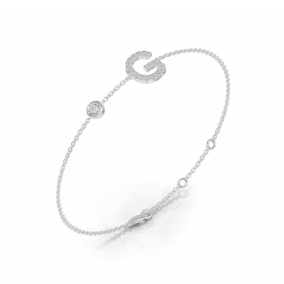 Bezel Diamond Pavé Initial Bracelet - G