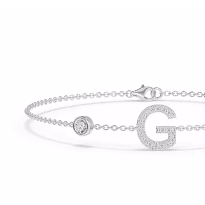Bezel Diamond Pavé Initial Bracelet - G