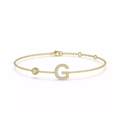 Bezel Lab Diamond Pavé Initial Bracelet - G