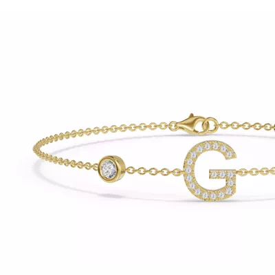 Bezel Diamond Pavé Initial Bracelet - G