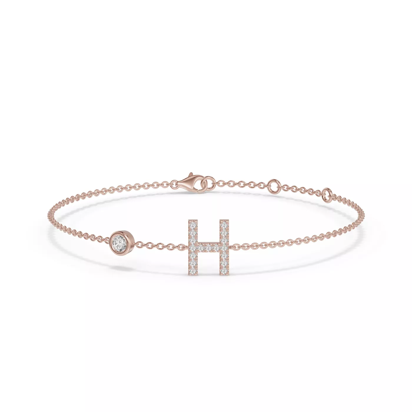 Wrist-Level Initial 14K Rose Gold Engagement Ring