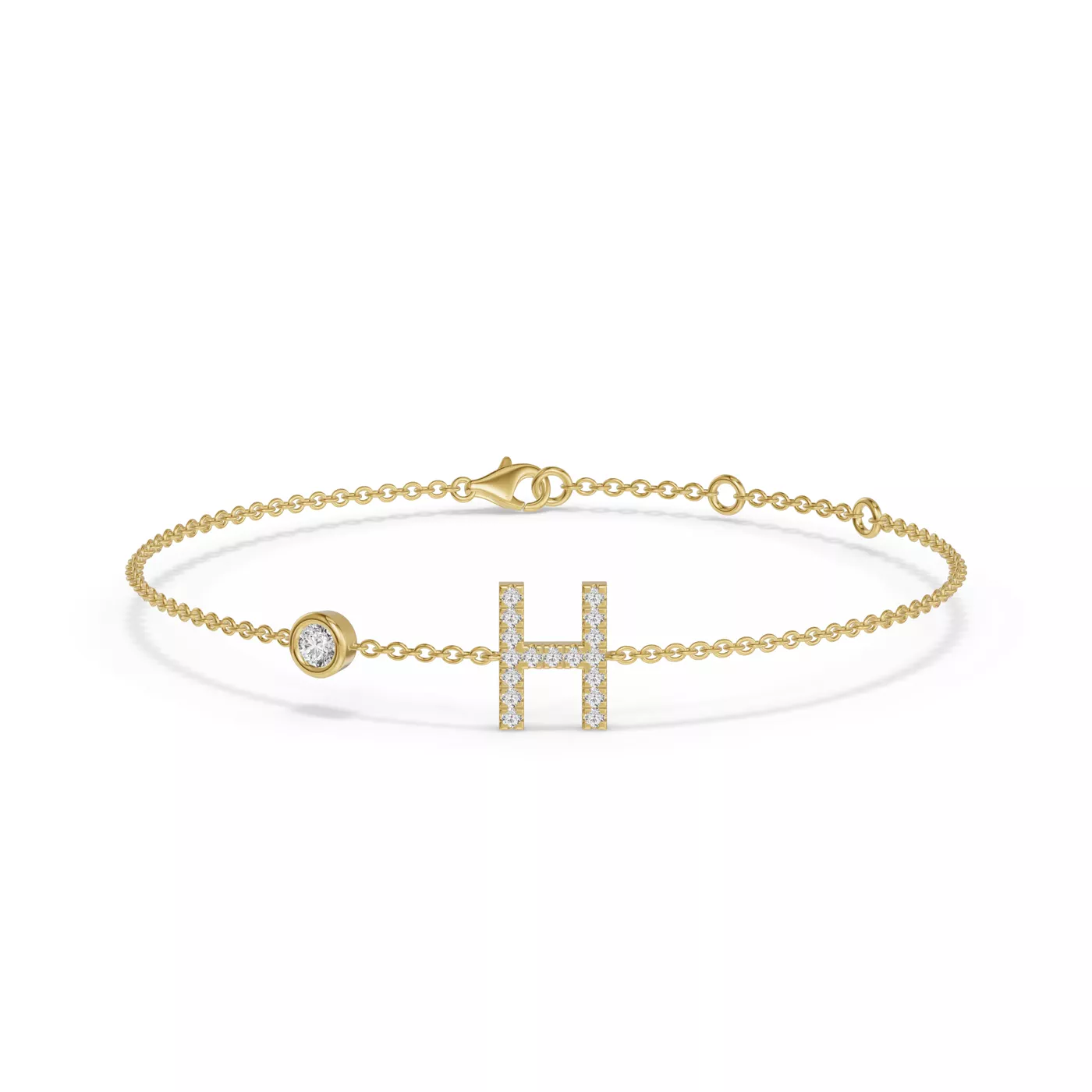 Wrist-Level Initial 14K Yellow Gold Engagement Ring