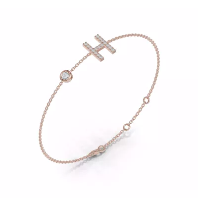 Bezel Lab Diamond Pavé Initial Bracelet - H