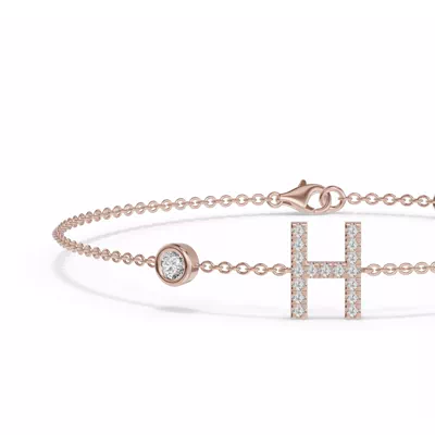 Bezel Lab Diamond Pavé Initial Bracelet - H