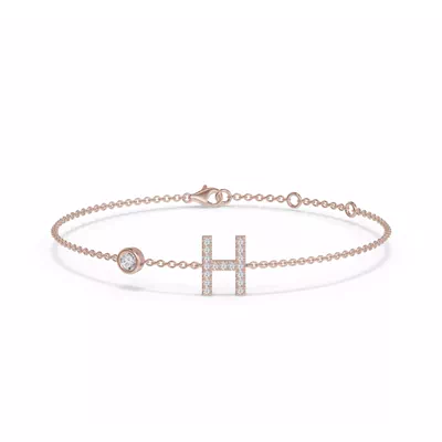 Bezel Diamond Pavé Initial Bracelet - H