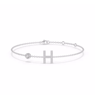 Bezel Lab Diamond Pavé Initial Bracelet - H