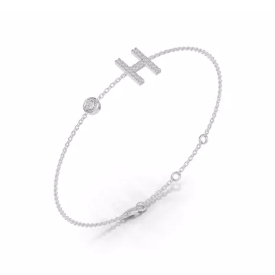 Bezel Diamond Pavé Initial Bracelet - H