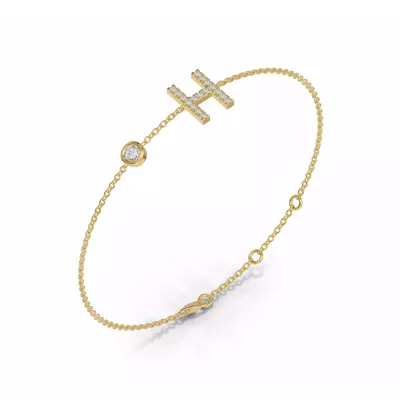 Bezel Lab Diamond Pavé Initial Bracelet - H