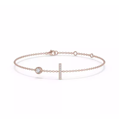 Bezel Lab Diamond Pavé Initial Bracelet - I