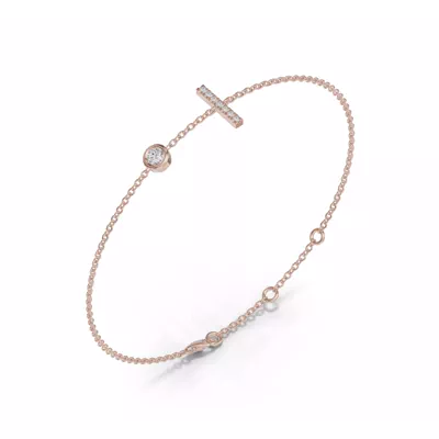 Bezel Lab Diamond Pavé Initial Bracelet - I