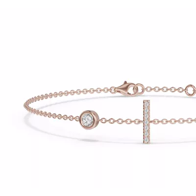 Bezel Lab Diamond Pavé Initial Bracelet - I
