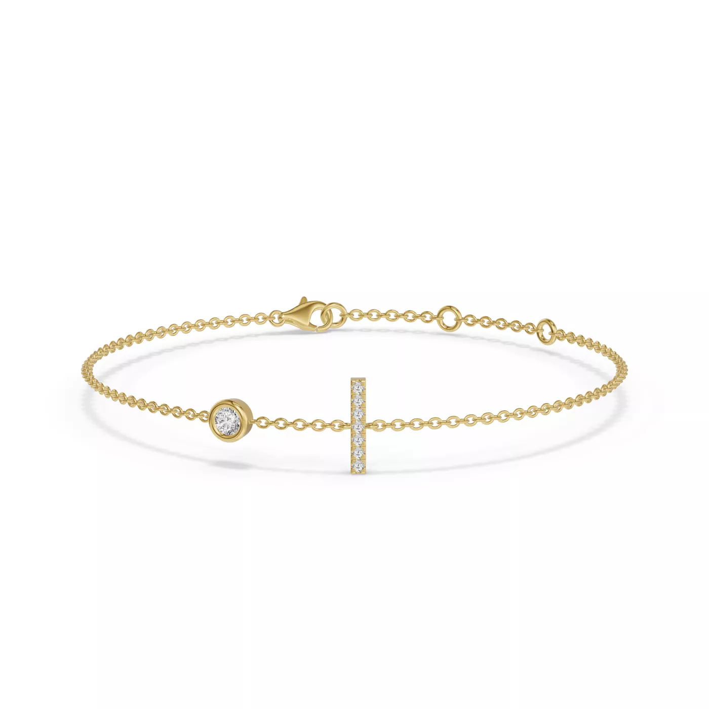 Wrist-Level Initial 14K Yellow Gold Engagement Ring