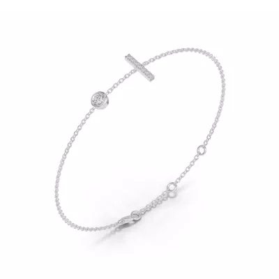 Bezel Lab Diamond Pavé Initial Bracelet - I