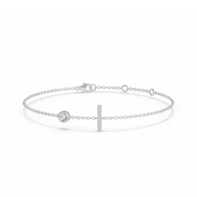 Bezel Diamond Pavé Initial Bracelet - I