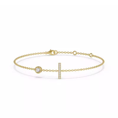 Bezel Lab Diamond Pavé Initial Bracelet - I